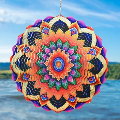 Produktbild von GKA Edelstahl Windspiel Ø 25 cm Mandala GK10 Gartendeko Windmobile Windspinner Wind Spinner Garten Terrasse wunderschönes Lichtspiel