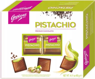 Zdjęcie produktu dla Goplana Czekoladki Pistachio Czekoladki mleczne 400g
