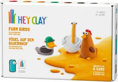 Produktbild von Tomy Knetset - HEY CLAY Bauernhofvögel 6 Dosen kreatives Spielzeug
