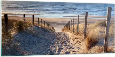 Produktbild von Bilder auf glas - Meer Strand Düne - 120x50cm - Glasbilder - Wandbilder - Kunstdruck - zum Aufhängen bereit - Wanddekoration aus Glas - Glas Bilder - Wandbild auf Glas - Einteilig - GAB120x50-3612