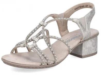 Produktbild von Rieker Damen Sandalette elegant mit Strass und Perlenbesatz 64970, Größe:40 EU, Farbe:Beige