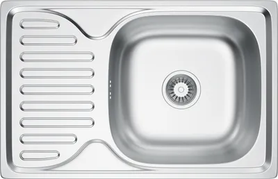 Zdjęcie produktu dla Granitan | Zlewozmywak stalowy – zlewozmywak 1-komorowy – 66 x 42 x 16 cm – prostokątny – srebrny – zlewozmywak kuchenny