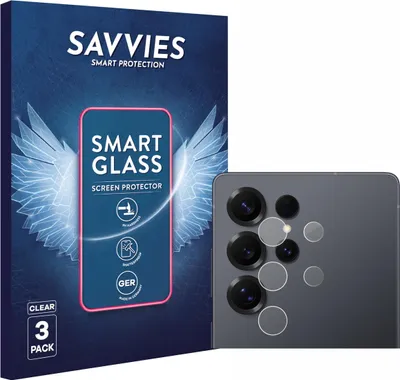 Produktbild von 3x Savvies Schutzglas Folie für Samsung Galaxy S25 Ultra (NUR Kameraschutz) 9H Panzer Schutzfolie Glas Displayschutz klar transparent
