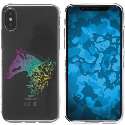 Produktbild von PhoneNatic Case kompatibel mit Apple iPhone X / XS Silikon-Hülle Floral Pferd M5-4