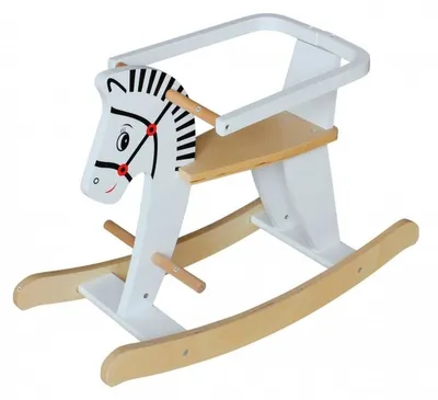 Produktbild von Schaukelpferd Mit Geländern für Jungs und Mädchen, Ring abnehmbar, Schaukeltier aus Holz, Schaukelstuhl mitwachsend für Babys und Kleinkinder