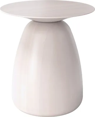 Produktbild von Beistelltisch BAOBAB 34 / Kaffeetisch - Sofatisch - Laptoptisch - Nachttisch - Pflanzentisch / Oval 33 x 34 / Gedrechseltes massives Buchenholz / Weiß