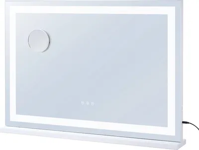Zdjęcie produktu dla SucceBuy Duże lusterko do makijażu z oświetleniem - 31,5 x 21,7 cala, białe. Trzy tryby kolorów, 5-krotne powiększenie, złącze USB, Smart Touch. Montaż na stole lub na ścianie. Idealne do nakładania makijażu.