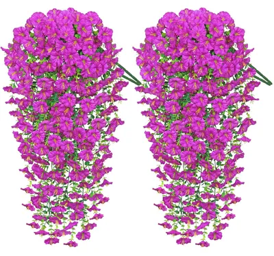 2er-Set Kunst-Hängeblumen mit Eukalyptusblättern, fuchsia