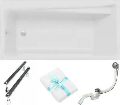Obrázok produktu pre Aqua For You | Vaňa Elza – 150x70 cm – Ergonomická odkladacia plocha – S sifónom – Biele obloženie