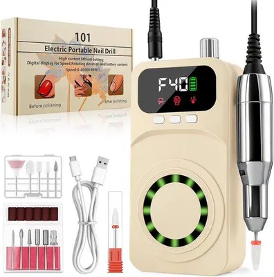 Productafbeelding van Professionele Elektrische Nagelboor 40000 RPM - Oplaadbare Nagelvijl met LCD-Display - Draagbare Nagelkit voor Gelnagels en Manicure Thu