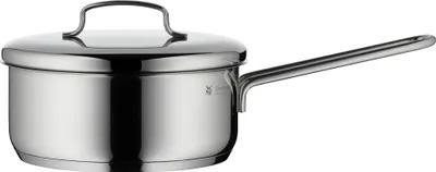 Produktbild von WMF Mini Stielkasserolle 16 cm, klein, Metalldeckel, Kochtopf 1,2l, kleiner Topf für Singlehaushalt, Cromargan Edelstahl poliert, Induktion, stapelbar, ideal für kleine Portionen