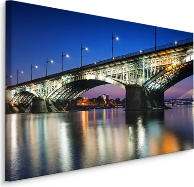 Produktbild von Fabelhaftes Canvas LEINWAND BILDER 40x30 cm XXL Kunstdruck Stadt Brücke Nacht Himmel