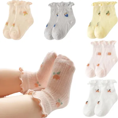 Produktbild von Babysocken Mädchen 5 Paar, süße Rüschen, atmungsaktiv, für Neugeborene und Kleinkinder