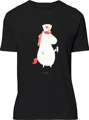 Produktbild von Mr. & Mrs. Panda T-Shirt Einhorn Krankenschwester - Schwarz - Geschenk, Krankenpfleger, Ärztin, mit Spruch, Tshirt, Statementshirt, Lustiges, Unicorn, Krankenhaus, S