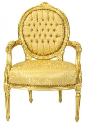 Produktbild von Casa Padrino Barock Medaillon Salon Stuhl Gold Muster / Gold - Möbel Antik Stil