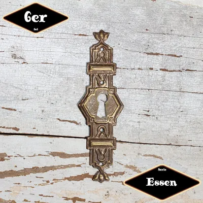 Produktbild von Schlüsselplatte,Serie"Essen",6er Pack|Eisen in Messing pat.|H8,3xB2,9cm