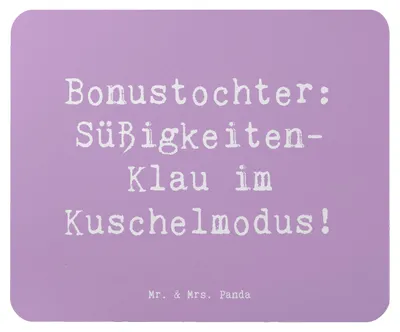 Produktbild von Mr. & Mrs. Panda Mousepad Spruch Bonustochter Überraschungen - Lavendeltraum - Geschenk, Familienleben, Mauspad, pc, persönliche Erinnerungen, Stieftochter, Mouse Pad