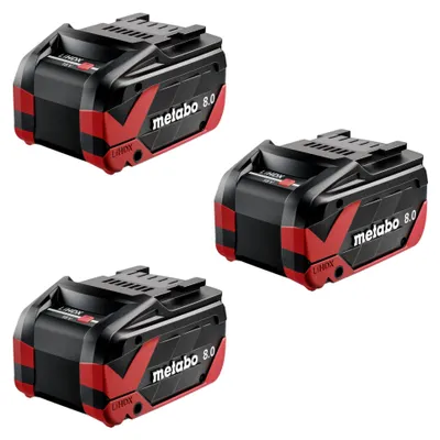 Zdjęcie produktu dla Zestaw akumulatorów Metabo 3x LiHDX 18 V 8,0 Ah CAS Li-Ion ( 3x 624975000 )