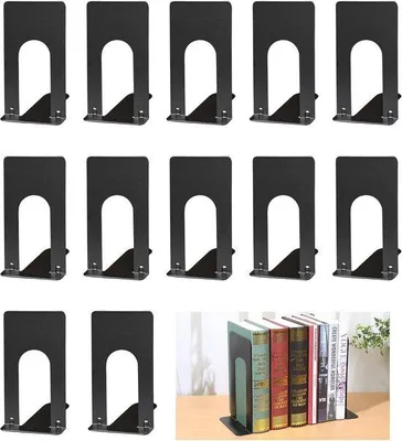 Produktbild von Famanu Bücherstützen Metall - 6 Paar Buchhalter für Kinder und Erwachsene - Schwarz