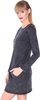 Produktbild von Damen Minikleid Trendy Kurzes Kleid Tunika Dress Longshirt Oberteill Langarm Pullover One Size in 3 Farben, Gr. 36 38 S M, 8145 Schwarz
