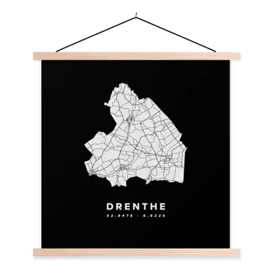 Obrázek produktu pro MuchoWow® Textilní plakát - Drenthe - Nizozemsko - Mapa - 90x90cm - S hnědými lamelami