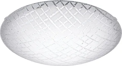 Produktbild von EGLO LED Deckenleuchte Riconto 1, Ø31,5 cm, Deckenlampe, Wohnzimmerlampe aus Metall und geriffeltem Glas in Weiß, Küchenlampe, LED Flurlampe, warmweiß