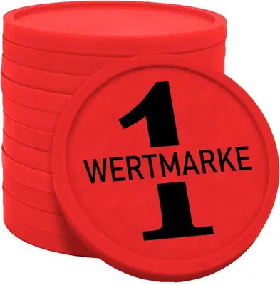 Produktbild von CombiCraft Kunststoff Wertmarken Chips 1 Wertmarke in Rot- 100 Stück - Ø29 mm