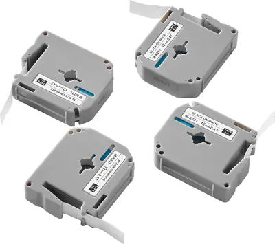 Produktbild von SucceBuy 4x Schriftband 12mm Schwarz auf Weiß für Brother M-K231 PT-M95 PT-90 PT-70BM