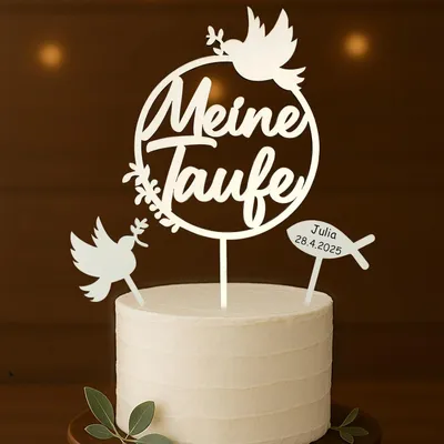 Productafbeelding van Taarttoppers voor doop - Set van 3 - Taartdecoratie - Taarttopper voor jongens en meisjes - Doopdecoratie