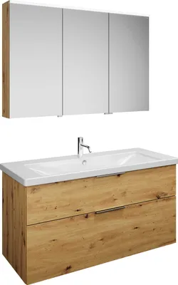Produktbild von burgbad Eqio Set, bestehend aus Spiegelschrank links, Keramik-Waschtisch und Waschtischunterschrank, Breite 1230mm, SFAN123RF5662C0001G0146