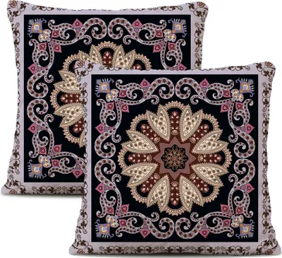 Obrázok produktu pre 2-balenie obliečok na vankúše Plyšové vlákno 45 cm X 45 cm, Dekoračný poťah na vankúš, Mandala, Bohémsky, Boho dekor, Hippie, Retro etno vankúš na gauč, spálňu, obývaciu izbu, farmu