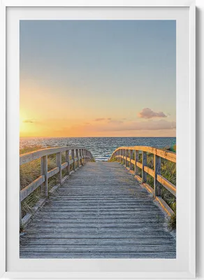 Produktbild von Strandurlaub in Deutschland– Wandbild mit Rahmen – Gerahmtes Bild  – Wanddekoration – 70x100 cm –  Weiß Rahmen