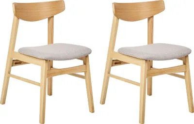 Produktbild von BELIANI Esszimmerstuhl 2er Set Grau Stoff Gepolstert mit Hellen Holzbeinen ohne Armlehnen Schlichtes Retro Design Stuhl für Esszimmer Küche