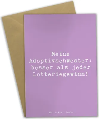 Produktbild von Mr. & Mrs. Panda Grußkarte Spruch Adoptivschwester Wunder - Lavendeltraum - Geschenk, Segen, vatertagskarte, einladungskarten, Adoption, Familie, Jubiläen, osterkarten