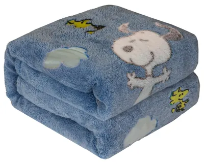 Imagen del producto de Kanguru Manta Snoopy Azul Glow, 130 x 150 cm, Brilla en la Oscuridad