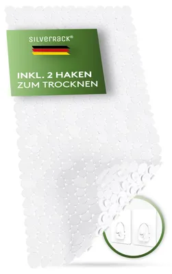 Zdjęcie produktu dla Mata antypoślizgowa do wanny SilverRack, 88x40 cm (biały, imitacja kamienia), wolna od BPA - mata do prysznica odporna na pleśń i nadająca się do prania w pralce - mata antypoślizgowa do łazienki