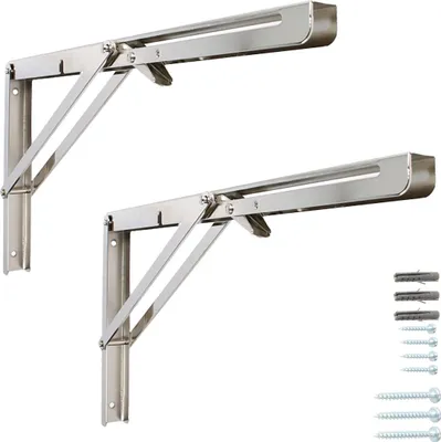 Produktbild von Klappkonsole 1 Paar Regalbodenhalter Klapptischhalterung Klappwinkel Edelstahloptik 400mm x 215mm