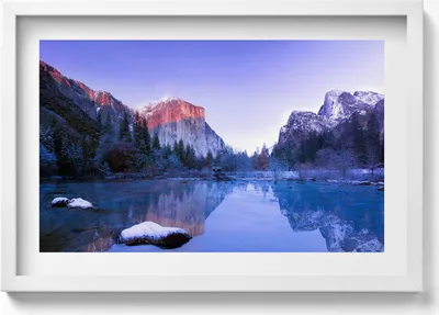 Produktbild von Winterliche Seenlandschaft– Wandbild mit Rahmen – Gerahmtes Bild  – Wanddekoration – 60x40 cm –  Schwarz Rahmen