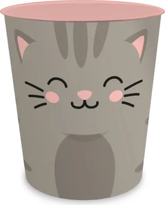 Produktbild von itenga Papierkorb Tiermotiv - KATZE - Kawaii Design - ca 11 Liter