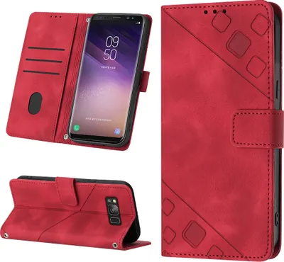 Produktbild von Hülle für Samsung Galaxy S8 Prägung Flip Leder Brieftasche Schutzhülle mit Ständer Rot