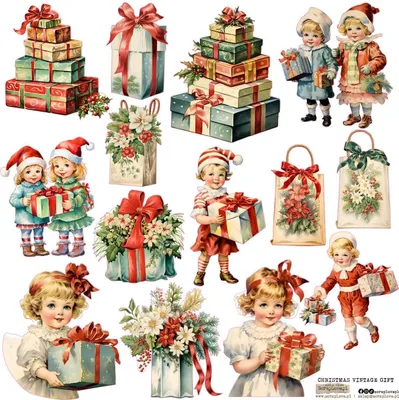 Produktbild von AUFKLEBER - ScrapLove - Weihnachten Vintage Geschenk
