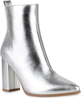 Produktbild von VAN HILL Damen Klassische Stiefeletten Blockabsatz Prints Absatz-Schuhe 840337, Farbe: Silber, Größe: 38