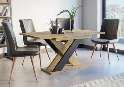 Produktbild von Esstisch XAO, Stilvoll Ausziehbar Esszimmertisch, Design Tisch, Esszimmer (Artisan + Schwarz)