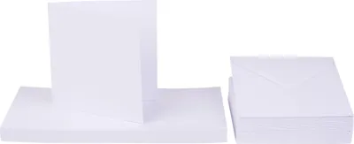 Produktbild von XXL Doppelkarten mit Umschlägen "Weiß", 12,5 x 12,5 cm, 50 Stück