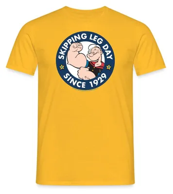 Produktbild von Spreadshirt Popeye Skipping Leg Day Since 1929 Männer T-Shirt, 4XL, Gelb