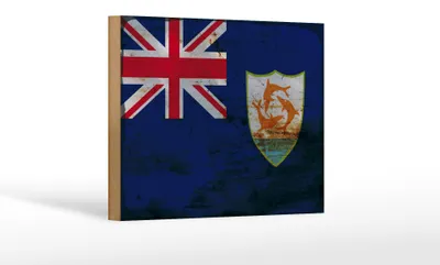Produktbild von Holzschild Flagge Anguillas 18x12cm Flag of Anguilla Rost