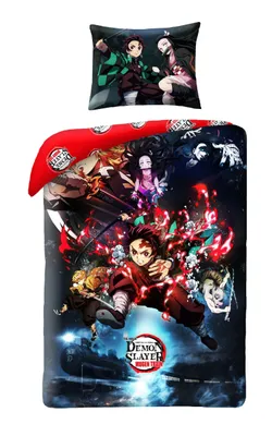 Produktbild von Halantex pościel Demon Slayer na łóżko pojedyncze, poszwa na kołdrę 140 x 200 cm + poszewka na poduszkę, poliester