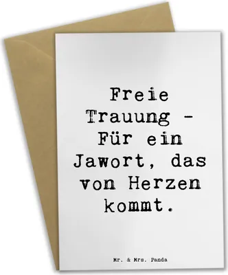 Produktbild von Mr. & Mrs. Panda Grußkarte Spruch Freie Trauung Jawort - Weiß - Geschenk, einladungskarten, Grußkarten, Heirat, valentinstagskarte, Heiraten, Trauspruch, Geschenke