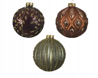 Imagen del producto de Adorno navideño de cristal con purpurina, forma de esfera, 10 cm