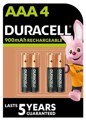 Imagen del producto de Duracell, pilas recargables AAA, 900 mAh, paquete de 4 unidades